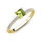 4 - Aurin 6.00 mm Asscher Cut Peridot and Round Diamond Engagement Ring 