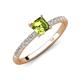 4 - Aurin 6.00 mm Asscher Cut Peridot and Round Diamond Engagement Ring 