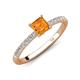 4 - Aurin 6.00 mm Asscher Cut Citrine and Round Diamond Engagement Ring 