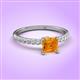 3 - Aurin 6.00 mm Asscher Cut Citrine and Round Diamond Engagement Ring 