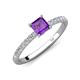 4 - Aurin 6.00 mm Asscher Cut Amethyst and Round Diamond Engagement Ring 