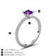 5 - Aurin 6.00 mm Asscher Cut Amethyst and Round Diamond Engagement Ring 