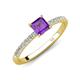 4 - Aurin 6.00 mm Asscher Cut Amethyst and Round Diamond Engagement Ring 