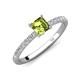 4 - Aurin 6.00 mm Asscher Cut Peridot and Round Diamond Engagement Ring 