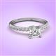 3 - Aurin GIA Certified 6.00 mm Asscher Cut Diamond and Round Diamond Engagement Ring 