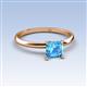 3 - Elodie 6.00 mm Asscher Cut Blue Topaz Solitaire Engagement Ring 