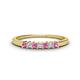 1 - Erica 2.00 mm Princess Cut Pink Sapphire and Lab Grown Diamond 7 Stone Wedding Band 