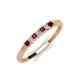 3 - Erica 2.00 mm Princess Cut Red Garnet and Lab Grown Diamond 7 Stone Wedding Band 