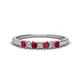 1 - Erica 2.50 mm Princess Cut Ruby and Lab Grown Diamond 7 Stone Wedding Band 