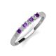 3 - Erica 2.50 mm Princess Cut Amethyst and Lab Grown Diamond 7 Stone Wedding Band 