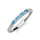 3 - Erica 2.50 mm Princess Cut Blue Topaz and Lab Grown Diamond 7 Stone Wedding Band 