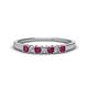 1 - Erica 2.50 mm Princess Cut Rhodolite Garnet and Lab Grown Diamond 7 Stone Wedding Band 