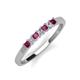 3 - Erica 2.50 mm Princess Cut Rhodolite Garnet and Lab Grown Diamond 7 Stone Wedding Band 