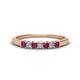 1 - Erica 2.50 mm Princess Cut Rhodolite Garnet and Lab Grown Diamond 7 Stone Wedding Band 