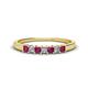 1 - Erica 2.50 mm Princess Cut Rhodolite Garnet and Lab Grown Diamond 7 Stone Wedding Band 