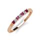 3 - Erica 2.50 mm Princess Cut Rhodolite Garnet and Lab Grown Diamond 7 Stone Wedding Band 