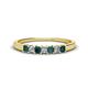 1 - Erica 2.50 mm Princess Cut London Blue Topaz and Lab Grown Diamond 7 Stone Wedding Band 