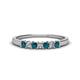 1 - Erica 2.50 mm Princess Cut Blue and White Lab Grown Diamond 7 Stone Wedding Band 