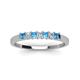 4 - Erica 2.50 mm Princess Cut Blue Topaz and Lab Grown Diamond 7 Stone Wedding Band 