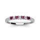 4 - Erica 2.50 mm Princess Cut Rhodolite Garnet and Lab Grown Diamond 7 Stone Wedding Band 