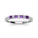 4 - Erica 2.50 mm Princess Cut Amethyst and Lab Grown Diamond 7 Stone Wedding Band 