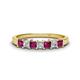 1 - Erica 3.00 mm Princess Cut Rhodolite Garnet and Lab Grown Diamond 7 Stone Wedding Band 