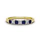 1 - Erica 3.00 mm Princess Cut Blue Sapphire and Lab Grown Diamond 7 Stone Wedding Band 