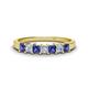 1 - Erica 3.00 mm Princess Cut Iolite and Lab Grown Diamond 7 Stone Wedding Band 