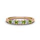 1 - Erica 3.00 mm Princess Cut Peridot and Lab Grown Diamond 7 Stone Wedding Band 