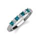 3 - Erica 3.00 mm Princess Cut Blue and White Lab Grown Diamond 7 Stone Wedding Band 