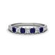 1 - Erica 3.00 mm Princess Cut Blue Sapphire and Lab Grown Diamond 7 Stone Wedding Band 