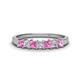 1 - Erica 3.00 mm Princess Cut Pink Sapphire and Lab Grown Diamond 7 Stone Wedding Band 