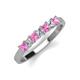 3 - Erica 3.00 mm Princess Cut Pink Sapphire and Lab Grown Diamond 7 Stone Wedding Band 