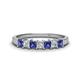 1 - Erica 3.00 mm Princess Cut Iolite and Lab Grown Diamond 7 Stone Wedding Band 