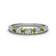 1 - Erica 3.00 mm Princess Cut Peridot and Lab Grown Diamond 7 Stone Wedding Band 
