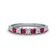 1 - Erica 3.00 mm Princess Cut Rhodolite Garnet and Lab Grown Diamond 7 Stone Wedding Band 