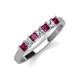 3 - Erica 3.00 mm Princess Cut Rhodolite Garnet and Lab Grown Diamond 7 Stone Wedding Band 