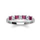 4 - Erica 3.00 mm Princess Cut Rhodolite Garnet and Lab Grown Diamond 7 Stone Wedding Band 
