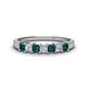 1 - Erica 3.00 mm Princess Cut London Blue Topaz and Lab Grown Diamond 7 Stone Wedding Band 