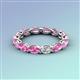 4 - Madison 5x3 mm Oval Forever Brilliant Moissanite and Pink Sapphire Eternity Band 