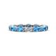 1 - Madison 5x3 mm Oval Forever Brilliant Moissanite and Blue Topaz Eternity Band 