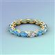4 - Madison 5x3 mm Oval Forever Brilliant Moissanite and Blue Topaz Eternity Band 