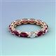 4 - Madison 5x3 mm Oval Forever Brilliant Moissanite and Rhodolite Garnet Eternity Band 