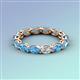 4 - Madison 5x3 mm Oval Forever One Moissanite and Blue Topaz Eternity Band 