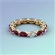 4 - Madison 5x3 mm Oval Forever One Moissanite and Rhodolite Garnet Eternity Band 