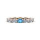 1 - Madison 5x3 mm Oval Forever Brilliant Moissanite and Blue Topaz Eternity Band 