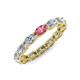 4 - Madison 5x3 mm Oval Forever Brilliant Moissanite and Pink Tourmaline Eternity Band 
