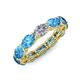 4 - Madison 6x4 mm Oval Diamond and Blue Topaz Eternity Band 