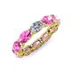 4 - Madison 6x4 mm Oval Diamond and Pink Sapphire Eternity Band 