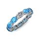 4 - Madison 6x4 mm Oval Diamond and Blue Topaz Eternity Band 